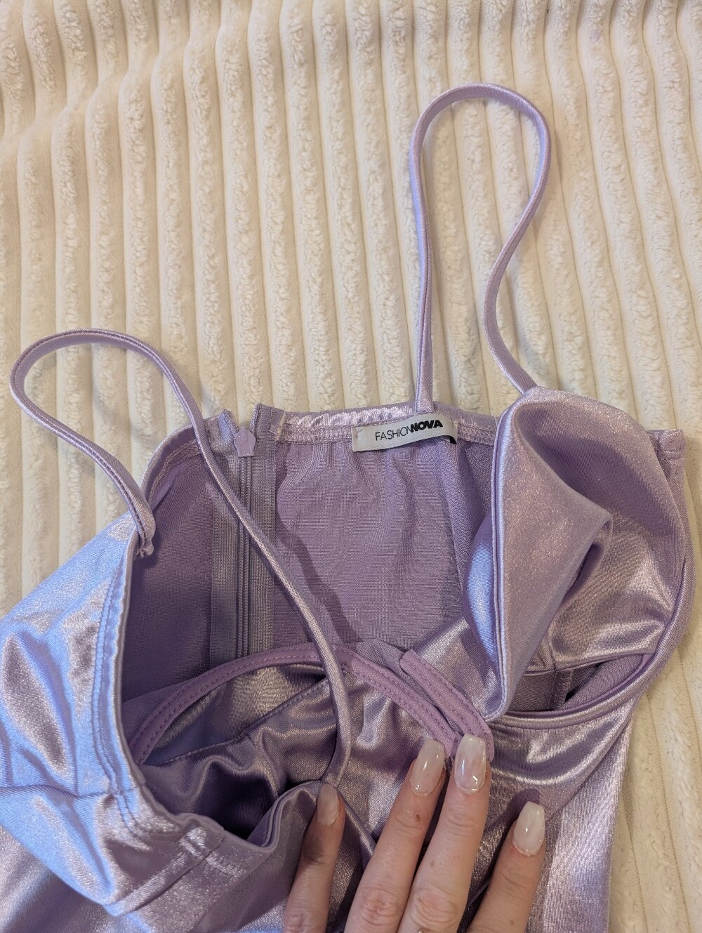 Satin Underwire Slip Dress in Lavender - Picture 3 of 7